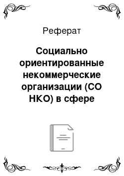 Реферат: Социально ориентированные некоммерческие организации (СО НКО) в сфере социального обслуживания семьи