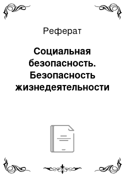 Реферат: Социальная безопасность. Безопасность жизнедеятельности