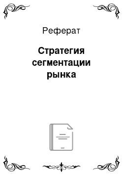 Реферат: Стратегия сегментации рынка