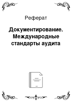 Реферат: Документирование. Международные стандарты аудита