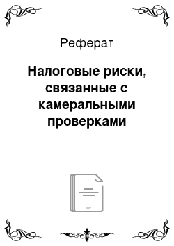 Реферат: Налоговые риски, связанные с камеральными проверками