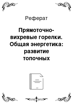 Реферат: Прямоточно-вихревые горелки. Общая энергетика: развитие топочных технологий. Часть 2