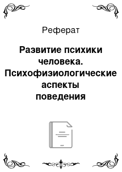 Реферат: Развитие психики человека. Психофизиологические аспекты поведения ребенка