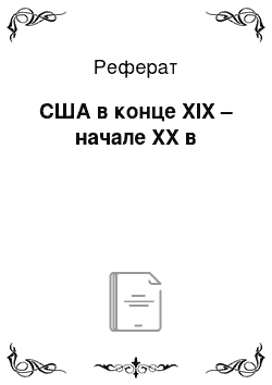 Реферат: США в конце XIX – начале XX в