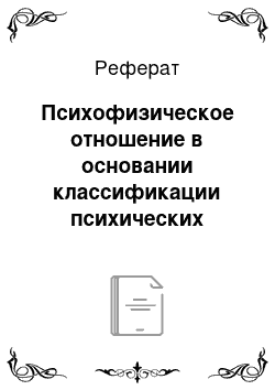 Реферат: Психофизическое отношение в основании классификации психических состояний