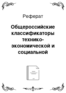 Реферат: Общероссийские классификаторы технико-экономической и социальной информации