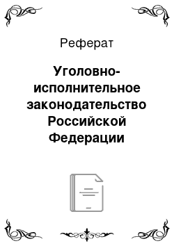 Реферат: Уголовно-исполнительное законодательство Российской Федерации