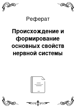 Реферат: Происхождение и формирование основных свойств нервной системы