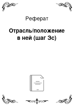 Реферат: Отрасль/положение в ней (шаг Зс)