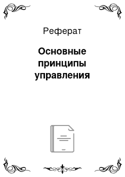 Реферат: Основные принципы управления