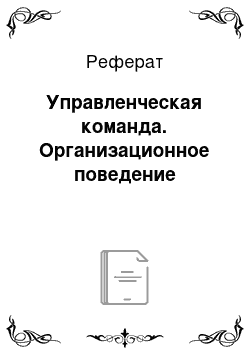 Реферат: Управленческая команда. Организационное поведение