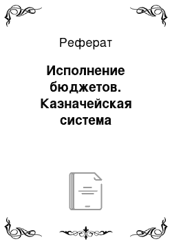 Реферат: Исполнение бюджетов. Казначейская система