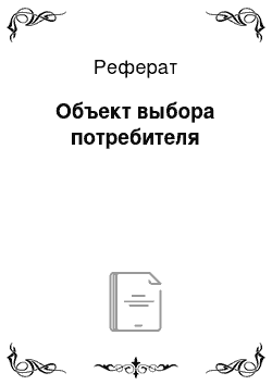 Реферат: Объект выбора потребителя