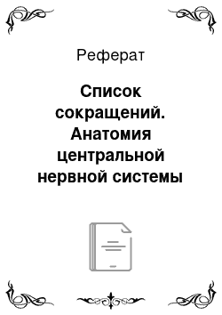 Реферат: Список сокращений. Анатомия центральной нервной системы