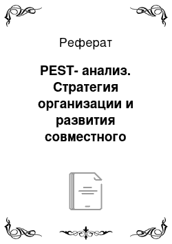 Реферат: PEST-анализ. Стратегия организации и развития совместного предприятия