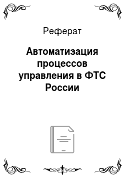 Реферат: Автоматизация процессов управления в ФТС России