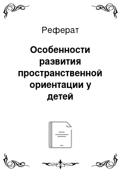 Реферат: Особенности развития пространственной ориентации у детей дошкольного возраста