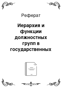 Реферат: Иерархия и функции должностных групп в государственных и муниципальных органах управления