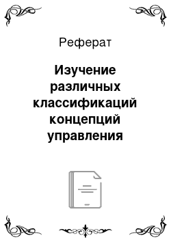 Реферат: Изучение различных классификаций концепций управления человеком