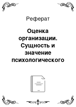 Реферат: Оценка организации. Сущность и значение психологического контракта в развитии организации