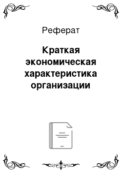 Реферат: Краткая экономическая характеристика организации