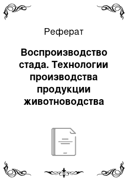 Реферат: Воспроизводство стада. Технологии производства продукции животноводства