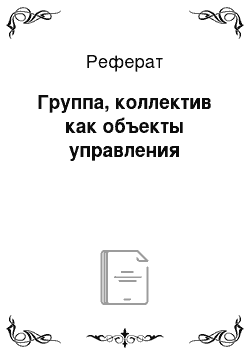 Реферат: Группа, коллектив как объекты управления