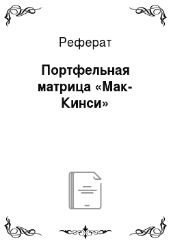 Реферат: Портфельная матрица «Мак-Кинси»