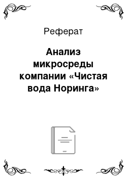 Реферат: Анализ микросреды компании «Чистая вода Норинга»