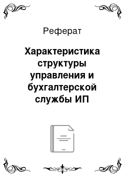 Реферат: Характеристика структуры управления и бухгалтерской службы ИП «Ахметов И.Т.»