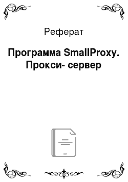 Реферат: Программа SmallProxy. Прокси-сервер