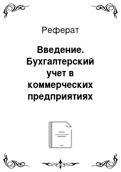 Реферат: Введение. Бухгалтерский учет в коммерческих предприятиях