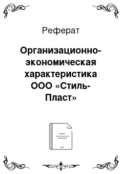 Реферат: Организационно-экономическая характеристика ООО «Стиль-Пласт»