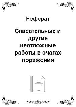 Реферат: Спасательные и другие неотложные работы в очагах поражения