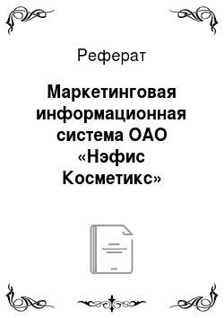Реферат: Маркетинговая информационная система ОАО «Нэфис Косметикс»