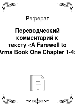 Реферат: Переводческий комментарий к тексту «A Farewell to Arms Book One Chapter 1-4»