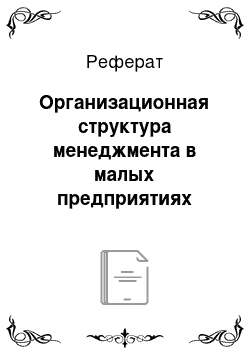 Реферат: Организационная структура менеджмента в малых предприятиях