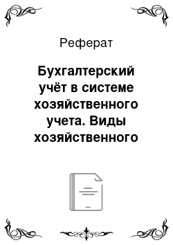 Реферат: Бухгалтерский учёт в системе хозяйственного учета. Виды хозяйственного учета