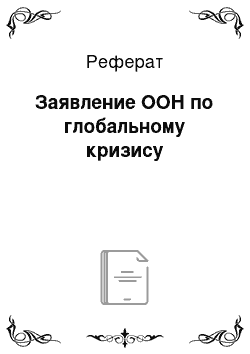 Реферат: Заявление ООН по глобальному кризису