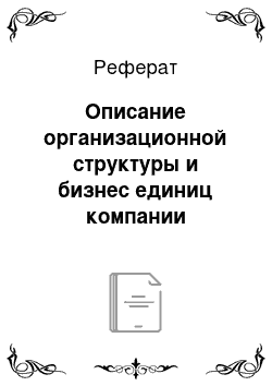 Реферат: Описание организационной структуры и бизнес единиц компании