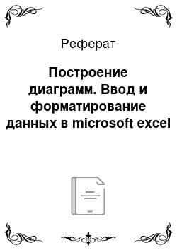 Реферат: Построение диаграмм. Ввод и форматирование данных в microsoft excel