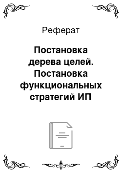 Реферат: Постановка дерева целей. Постановка функциональных стратегий ИП «Пазитиф»