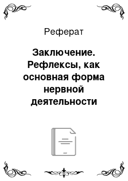 Реферат: Заключение. Рефлексы, как основная форма нервной деятельности