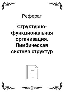 Реферат: Структурно-функциональная организация. Лимбическая система структур головного мозга