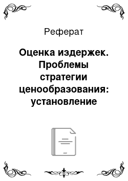 Реферат: Оценка издержек. Проблемы стратегии ценообразования: установление цены на новый товар и на новый товар-заменитель