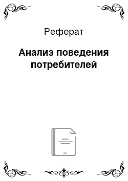 Реферат: Анализ поведения потребителей