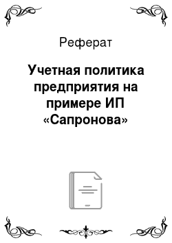 Реферат: Учетная политика предприятия на примере ИП «Сапронова»