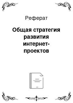 Реферат: Общая стратегия развития интернет-проектов