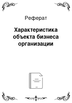 Реферат: Характеристика объекта бизнеса организации