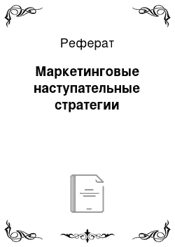 Реферат: Маркетинговые наступательные стратегии